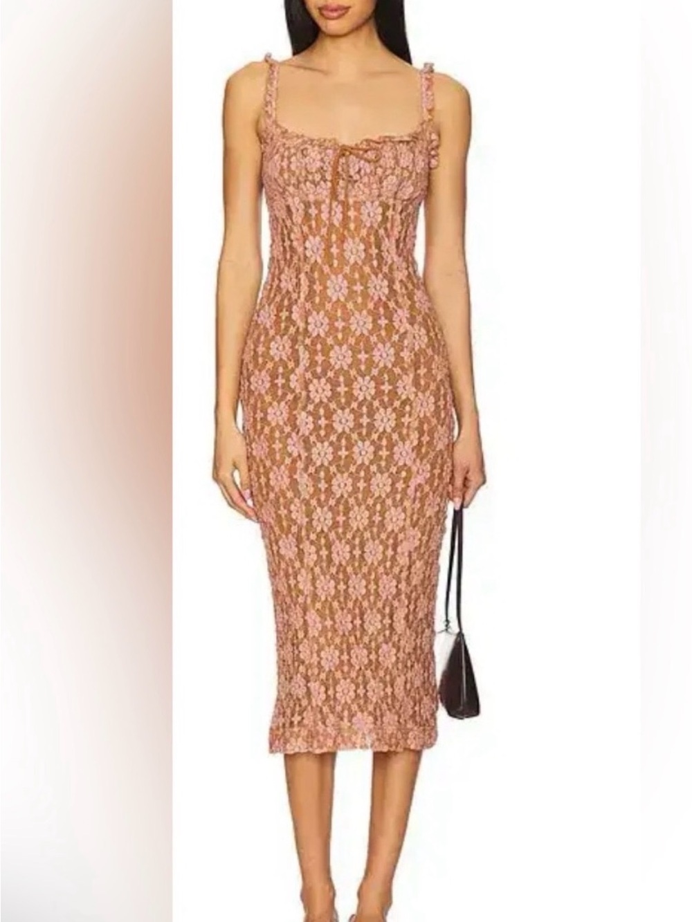 Free People Lucinda Floral Midi Dress Ginger color size XS